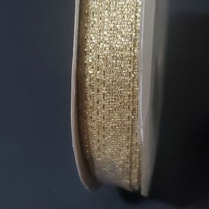 5/$15 Offray Woven Ribbon Dazzled Gold 1/4"x5yds